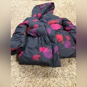 GAP Kids Floral Puffer Jacket - Black and Red
